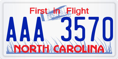 NC license plate AAA3570