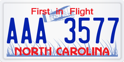 NC license plate AAA3577