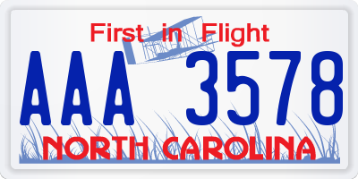 NC license plate AAA3578