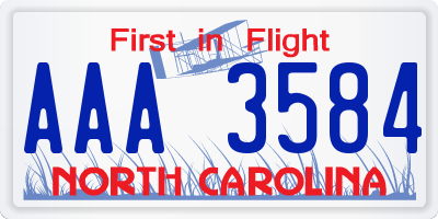 NC license plate AAA3584