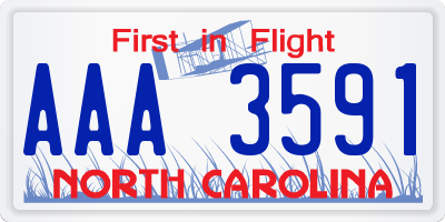 NC license plate AAA3591