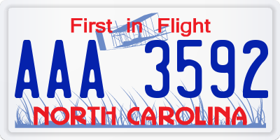 NC license plate AAA3592