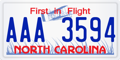 NC license plate AAA3594