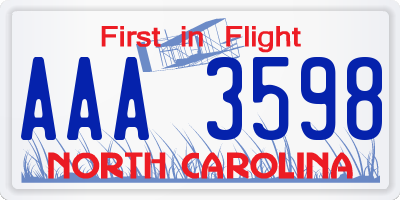 NC license plate AAA3598