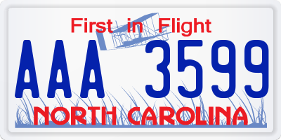 NC license plate AAA3599