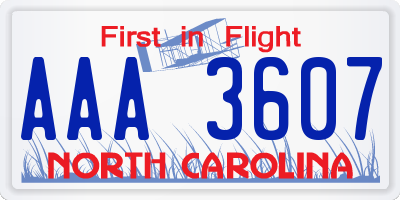 NC license plate AAA3607