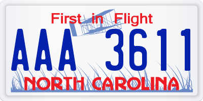 NC license plate AAA3611