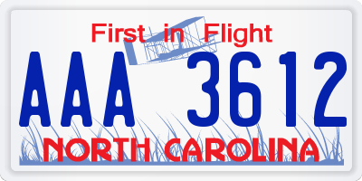 NC license plate AAA3612