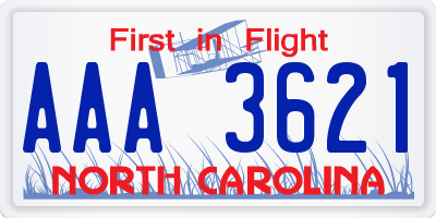 NC license plate AAA3621