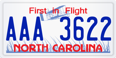 NC license plate AAA3622