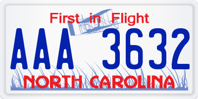 NC license plate AAA3632