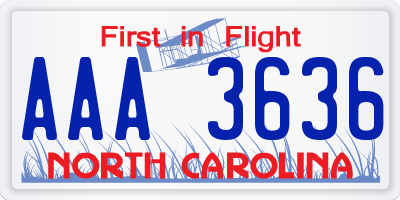 NC license plate AAA3636