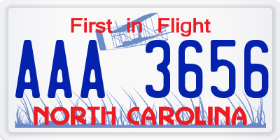 NC license plate AAA3656