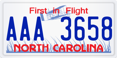 NC license plate AAA3658