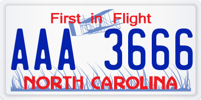 NC license plate AAA3666