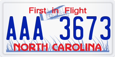 NC license plate AAA3673