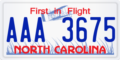 NC license plate AAA3675