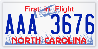 NC license plate AAA3676