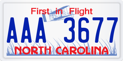 NC license plate AAA3677
