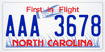 NC license plate AAA3678