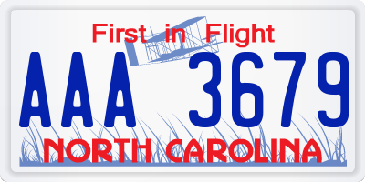 NC license plate AAA3679