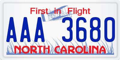 NC license plate AAA3680