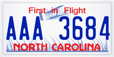 NC license plate AAA3684