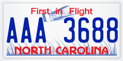 NC license plate AAA3688