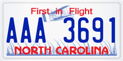 NC license plate AAA3691