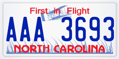 NC license plate AAA3693