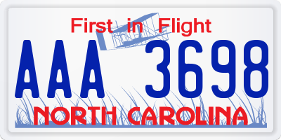 NC license plate AAA3698