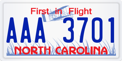 NC license plate AAA3701