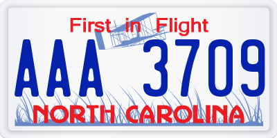 NC license plate AAA3709
