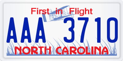 NC license plate AAA3710