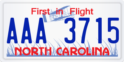 NC license plate AAA3715