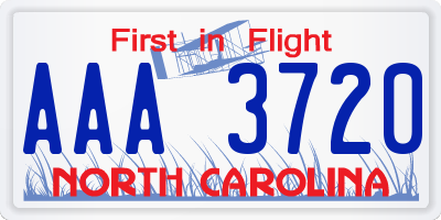 NC license plate AAA3720