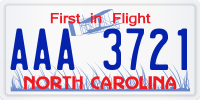 NC license plate AAA3721