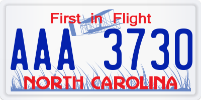 NC license plate AAA3730