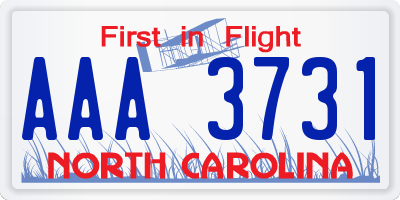 NC license plate AAA3731