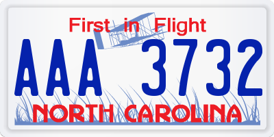 NC license plate AAA3732