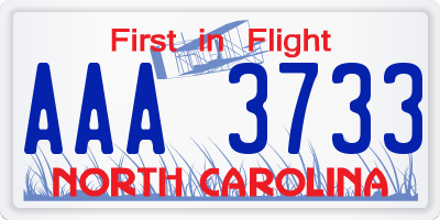 NC license plate AAA3733