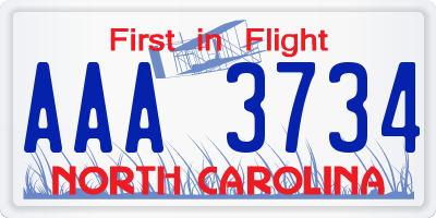 NC license plate AAA3734