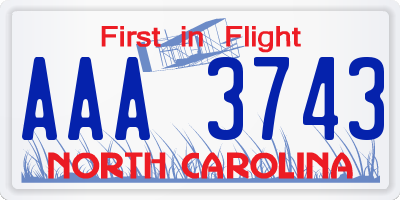 NC license plate AAA3743