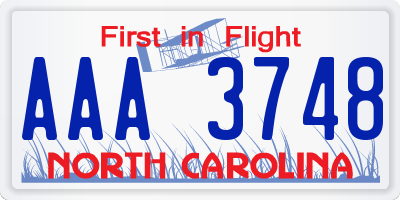 NC license plate AAA3748