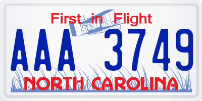 NC license plate AAA3749