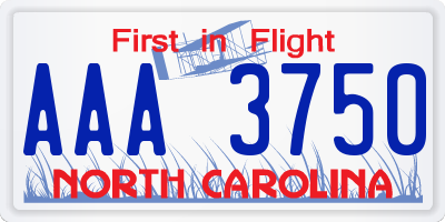 NC license plate AAA3750