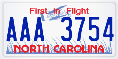 NC license plate AAA3754