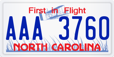 NC license plate AAA3760