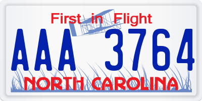 NC license plate AAA3764