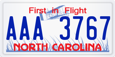 NC license plate AAA3767